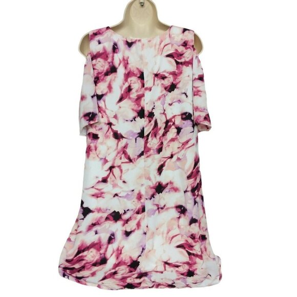 Apt 9 Pink Floral Cold Shoulder Shift Dress 10 - Picture 3 of 6